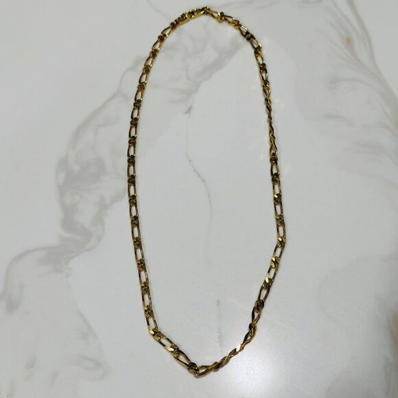 Vintage 1970s Signed Monet Gold-Tone Figaro Chain Necklace - Picture 1 of 12